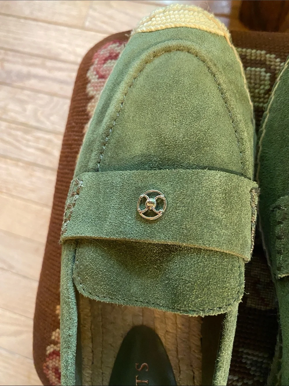 Talbots Olive Green Suede Slip-On Loafers